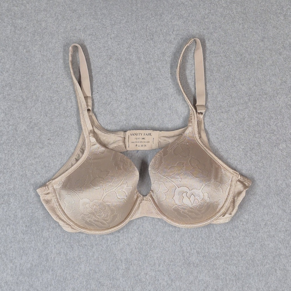 Vanity Fair Women Bra 38C Beige Floral Underwired Lace Strap
